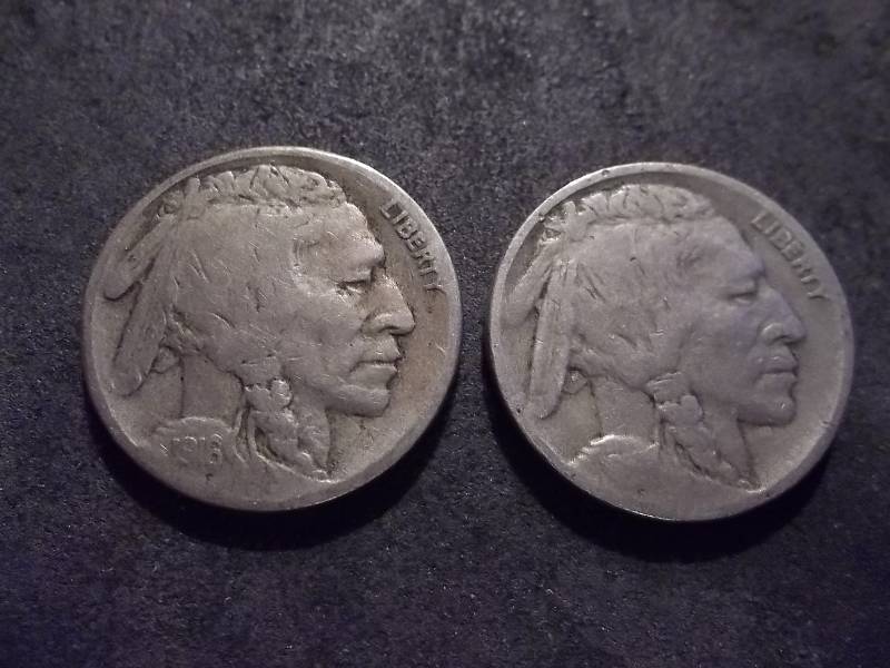 1916 S, D Buffalo Nickels