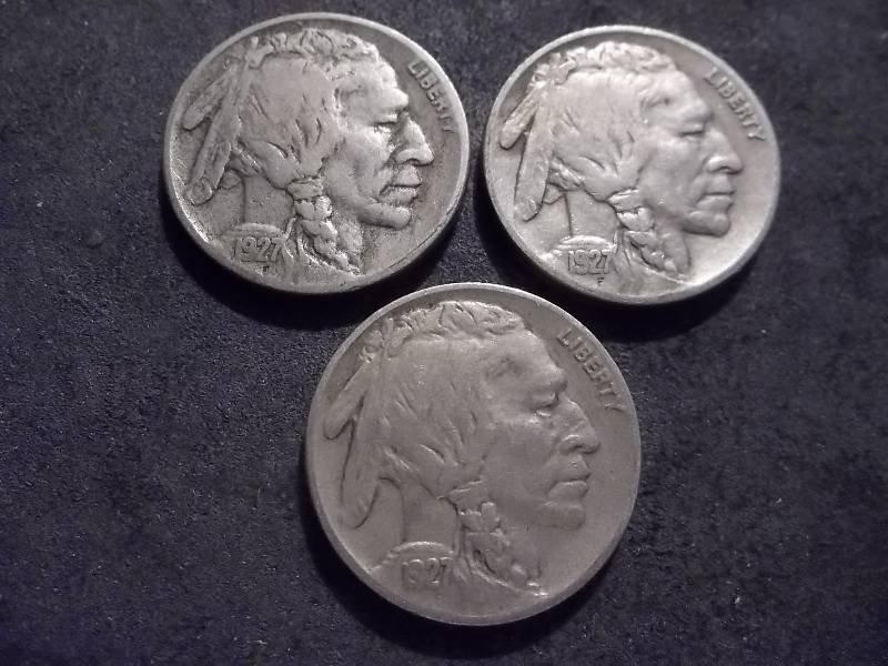 1927 P, D, S Buffalo Nickels