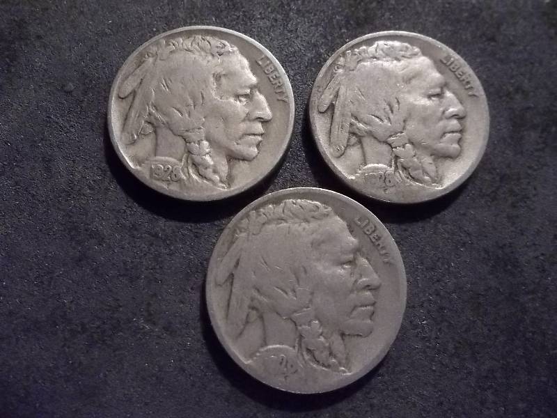 1928 P, D, S Buffalo Nickels