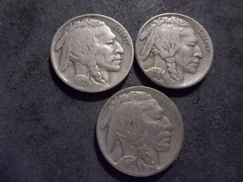 1929 P, D, S Buffalo Nickels