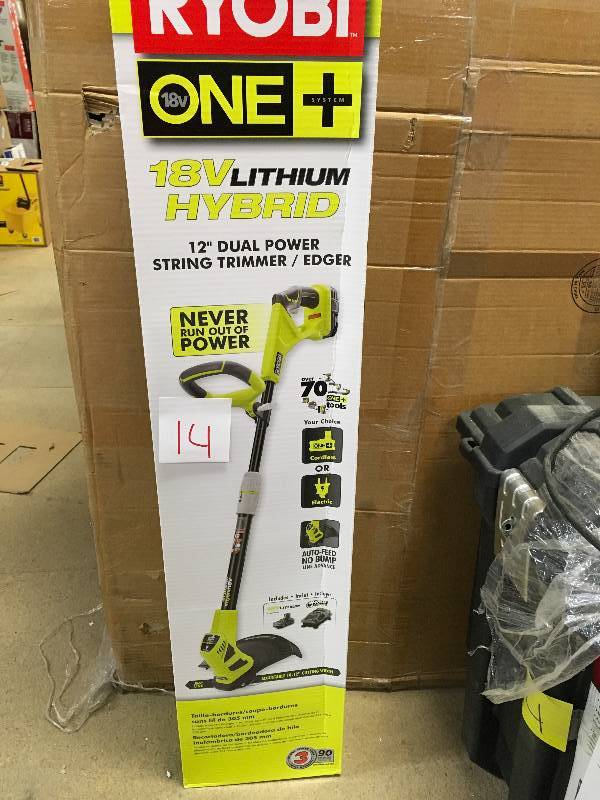 RYOBI 18V Lithium Hybrid 12 Dual Power String Trimmer Edger Not Used