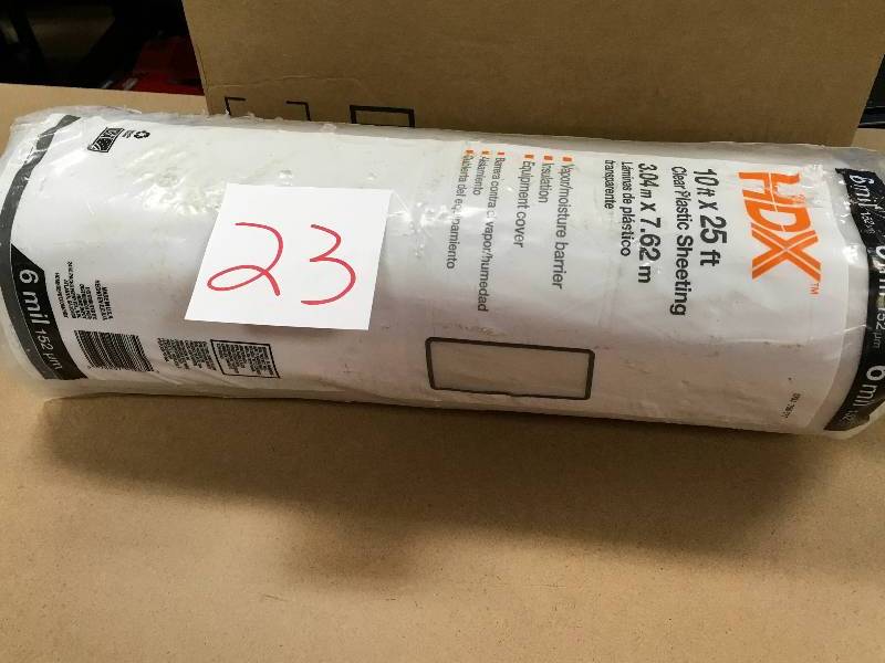 HDX 10ft x 25 ft Clear Plastic Sheeting Not Used