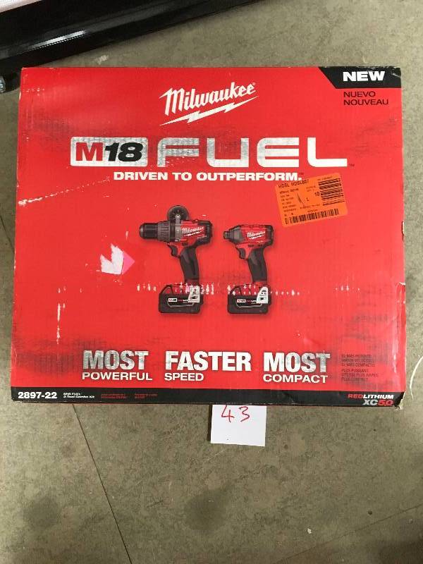Milwaukee M18 FUEL 18-Volt Lithium-Ion Brushless Cordless Hammer DrillImpact Driver Combo Kit (2-Tool) w(2) 5Ah Batteries, Case in working conditions