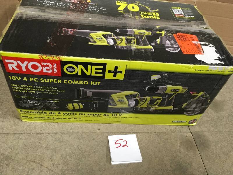 RYOBI 18-Volt ONE Lithium-Ion Cordless Super Combo Kit (4-Piece) Not Used