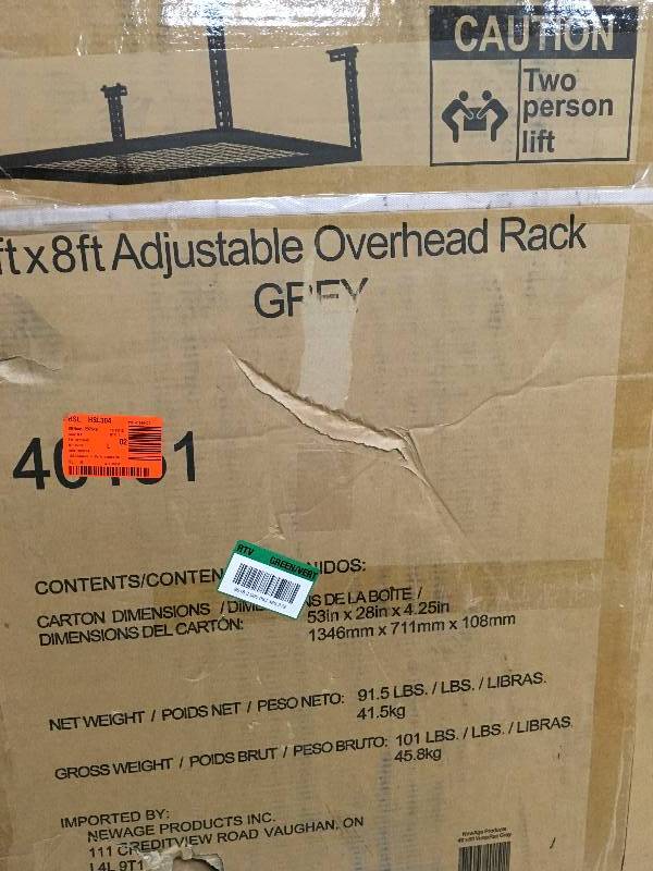 New Age Performance 96 in. L x 48 in. W x 42 in. H Adjustable VersaRac Ceiling Storage Rack in Gray Not Used