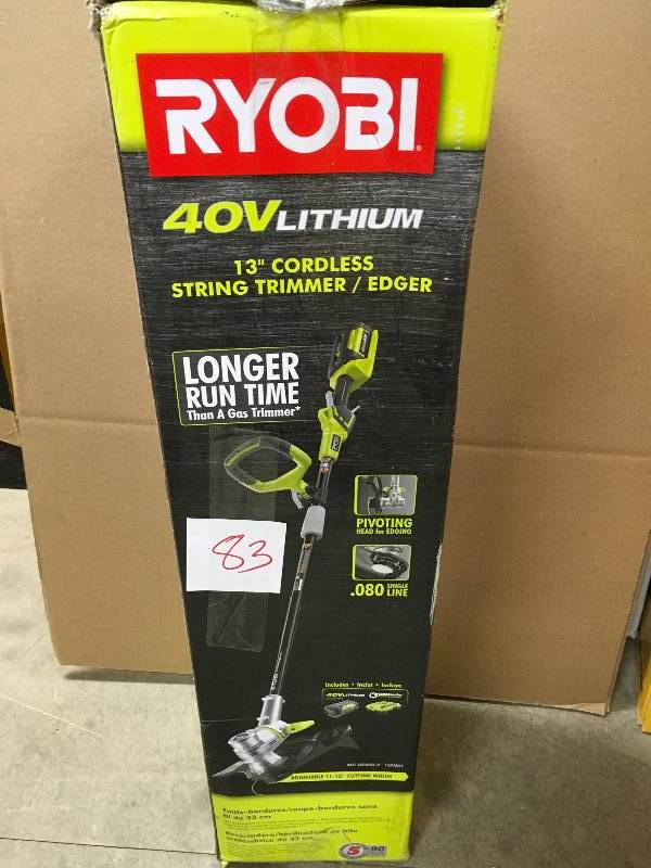 RYOBI 40-Volt Lithium-Ion Cordless String TrimmerEdger - 2.6 Ah Battery and Charger Included Not Used