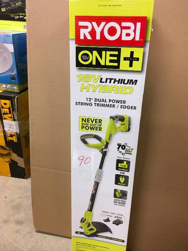 RYOBI ONE 18-Volt Lithium-Ion Hybrid Electric Cordless String TrimmerEdger - 1.3 Ah Battery and Charger Included Not Used