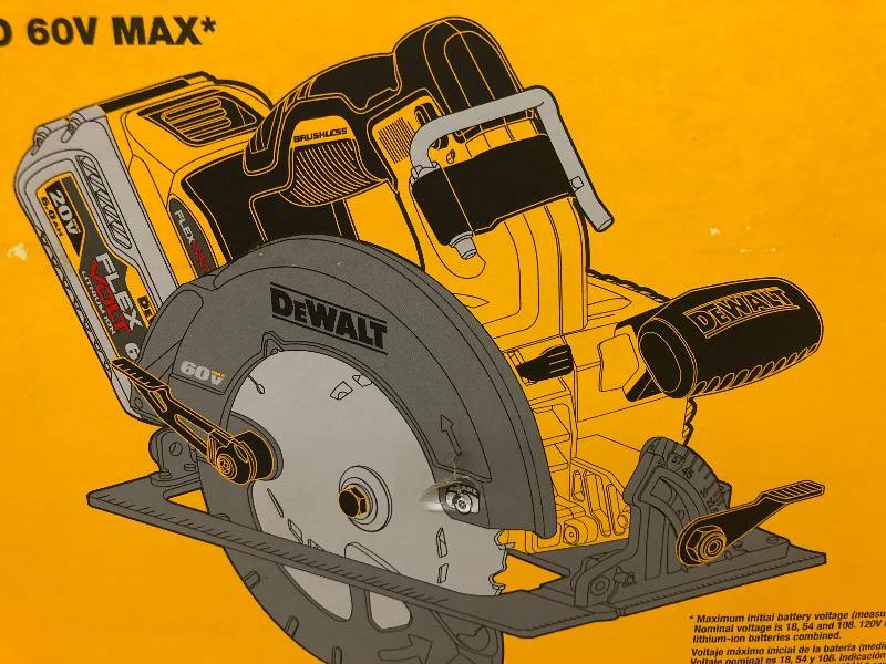 DEWALT FLEXVOLT 60-Volt MAX Lithium-Ion Cordless Brushless 7-14 in. Circular Saw with Battery 2Ah, 1-Hour Charger and Case Model#  DCS575T1
