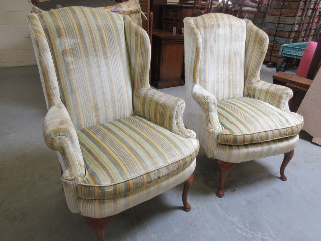 lot 113 image: WING BACK CHAIRS
