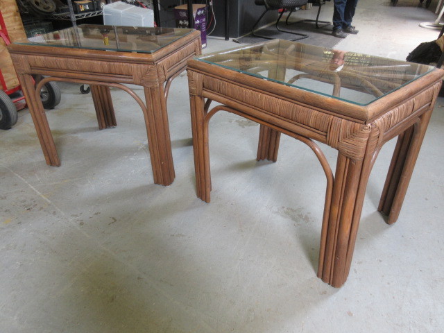 lot 123 image: BENCHCRAFT RATTAN END TABLES