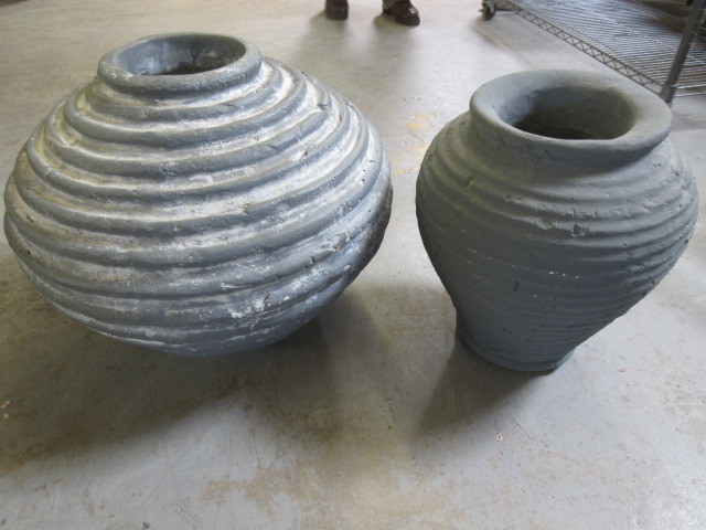 lot 147 image: 2 GRAY PLASTER POTS