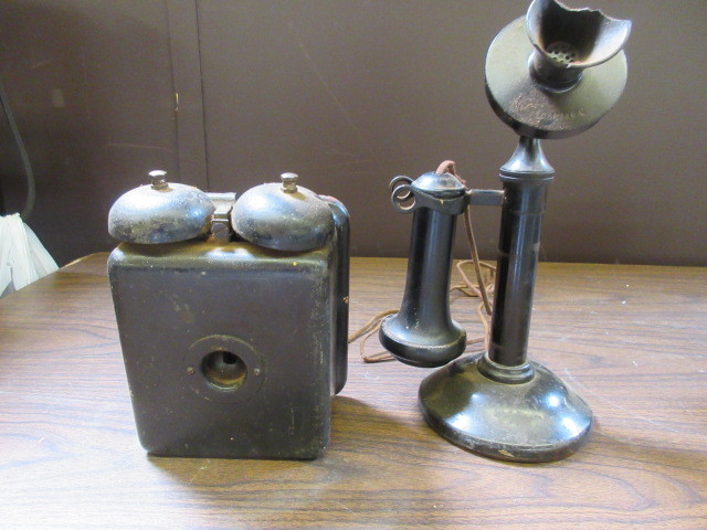 lot 155 image: PRE-1940 STROMBERG CARLSON CANDLESTICK TELEPHONE AND RINGER BOX