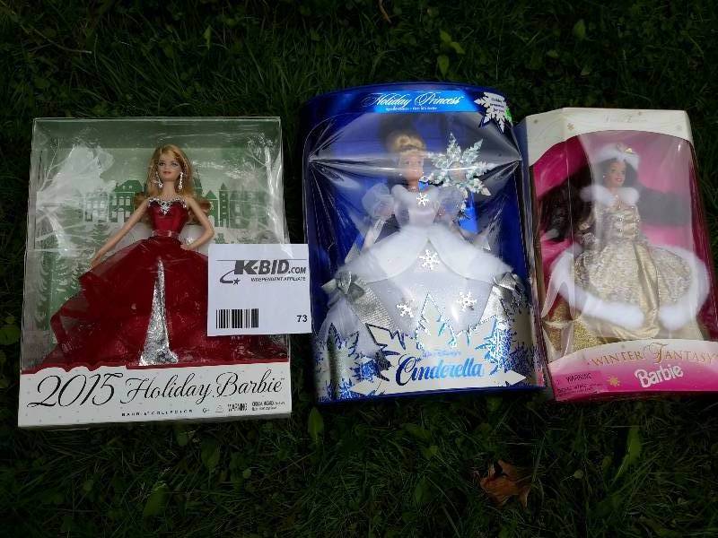 lot 73 image: 3 Various Barbie Dolls in Box