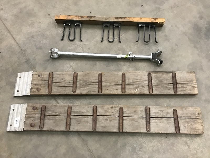 lot 26 image: Lot Of Pair Of 4ft Ramps, Tool Rac...