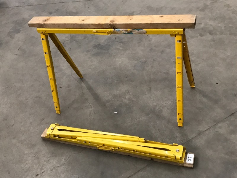 lot 27 image: (1) Pair Of Folding Steel Adjustabl...
