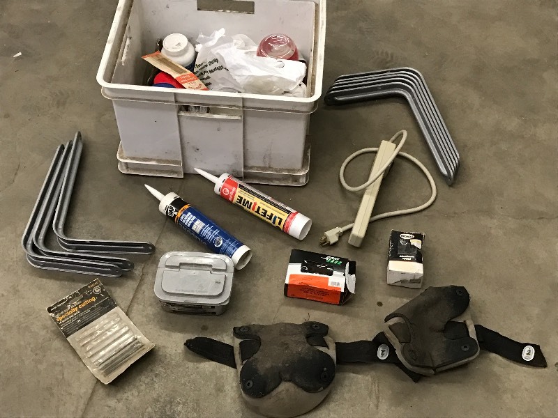 lot 29 image: Tote Of Assorted Hardware, Shelf B...