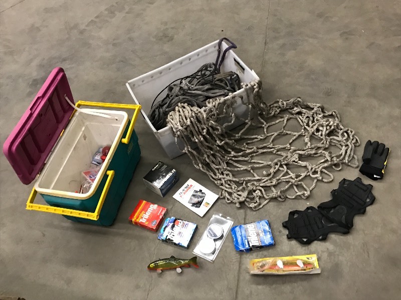 lot 30 image: Lot Of Camp Cooler, Tote Of Assort...