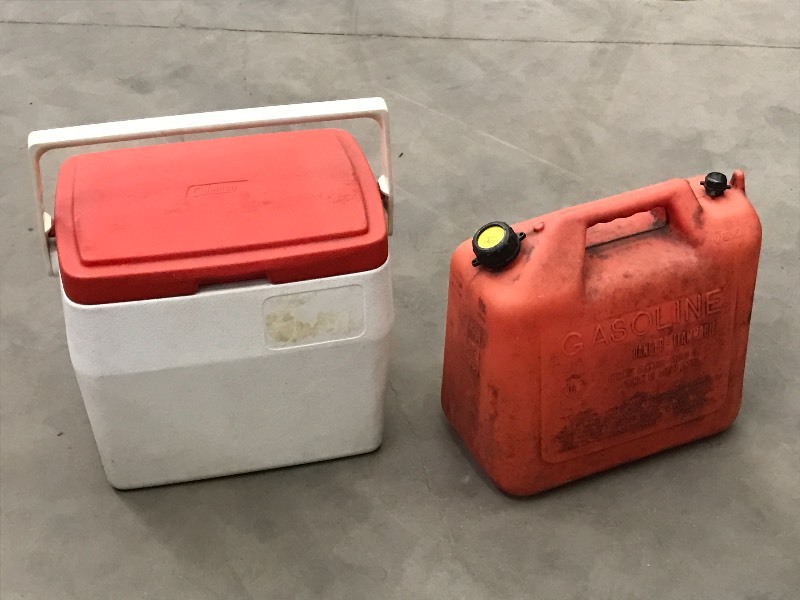 lot 40 image: (1) 5-Gallon Gas Can & (1) Coleman ...
