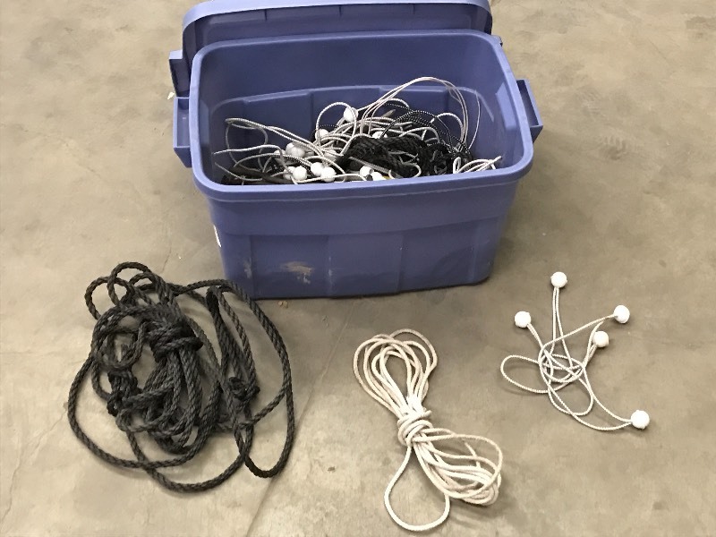lot 44 image: Storage Tote Full Of Misc Rope & Bu...
