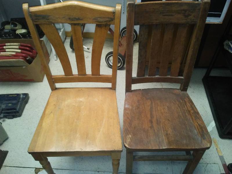 lot 112 image: Two vintage wood chairs