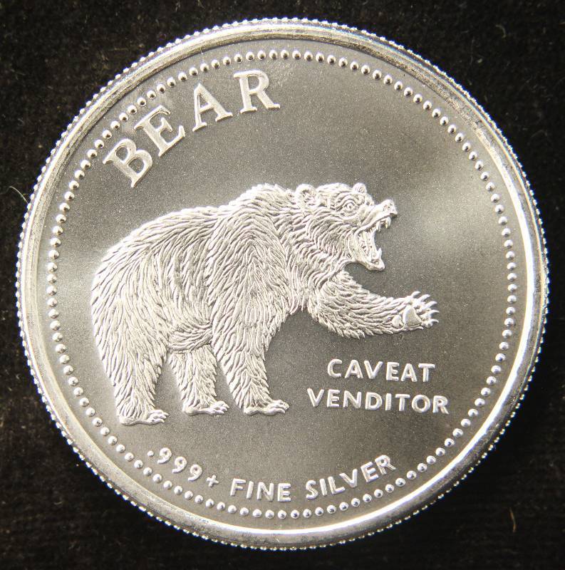 1 TROY OZ. .999 FINE SILVER BULLS VS. BEARS ROUND