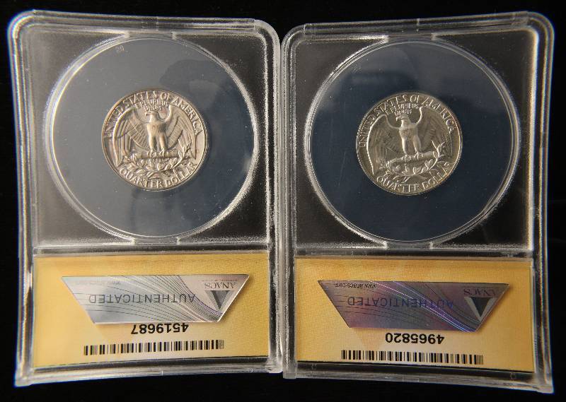 2 CERTIFIED PROOF WASHINGTON QUARTERS 1962 & 1963 PF67 ANACS