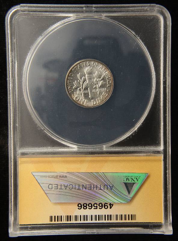 1958 ROOSEVELT SILVER DIME MS66 ANACS