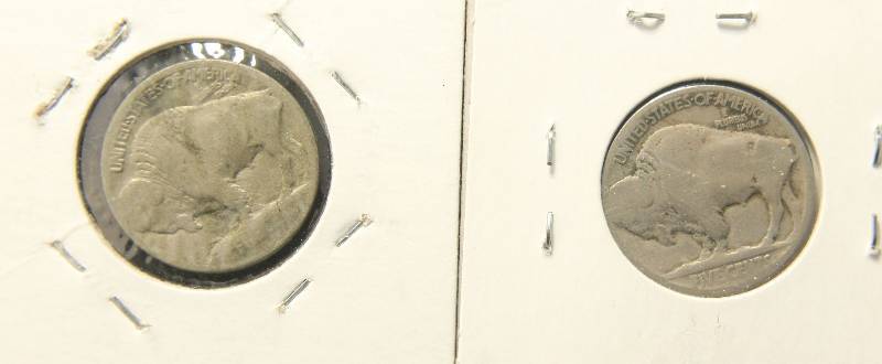 2 US BUFFALO NICKELS 1913 TYPE I & 1924