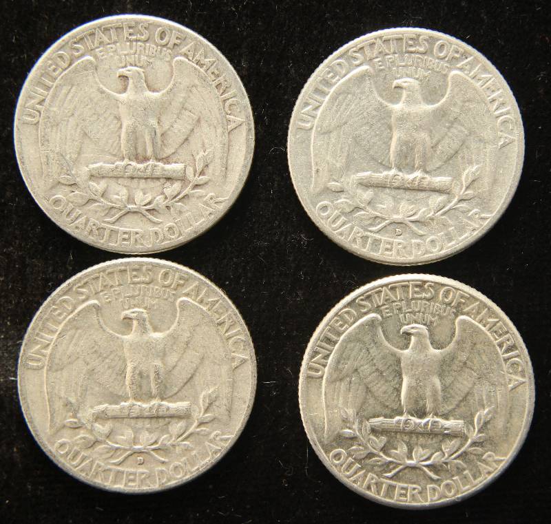GROUP OF 4 SILVER WASHINGTON QUARTERS
