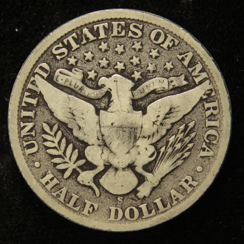 1908-S BARBER SILVER HALF DOLLAR