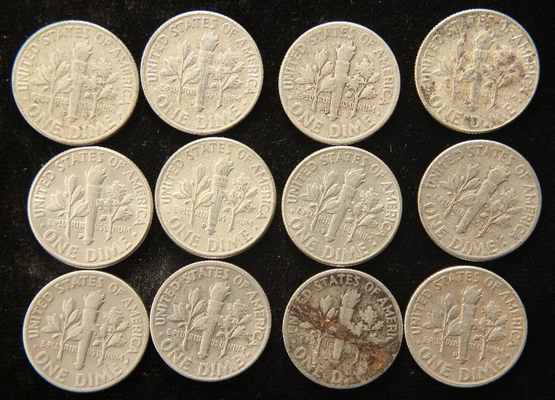 12 SILVER ROOSEVELT DIMES