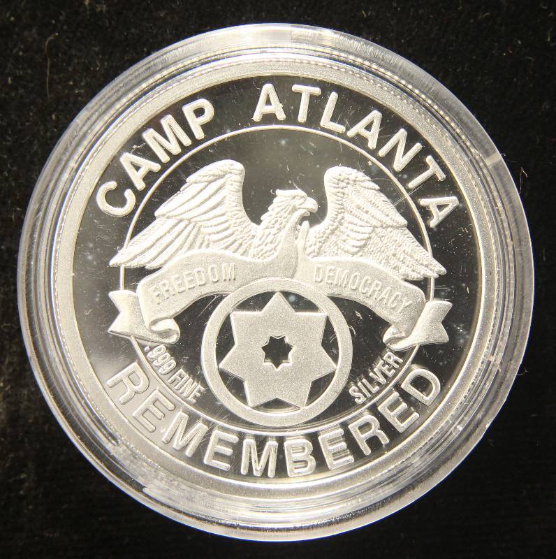 1 TROY OZ. .999 FINE SILVER GERMAN POW CAMP ATLANTA 50TH ANNIVERSARY IN AIRTITE
