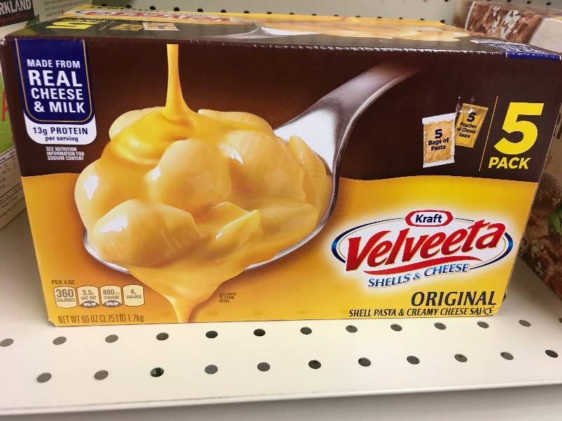 lot 48 image: VELVEETA SHLS & CHS 5 PK, RETAIL $10.99