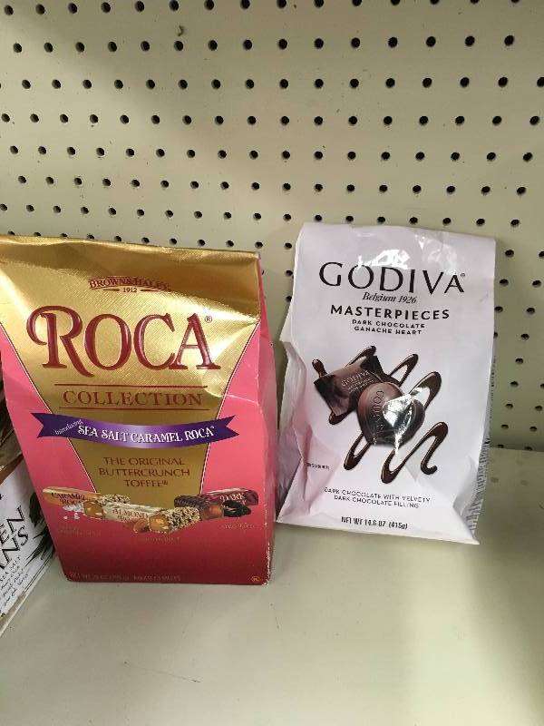 lot 51 image: Godiva Dark Choclate Hearts & Roca Collection 3 Variety, Retail $18.38