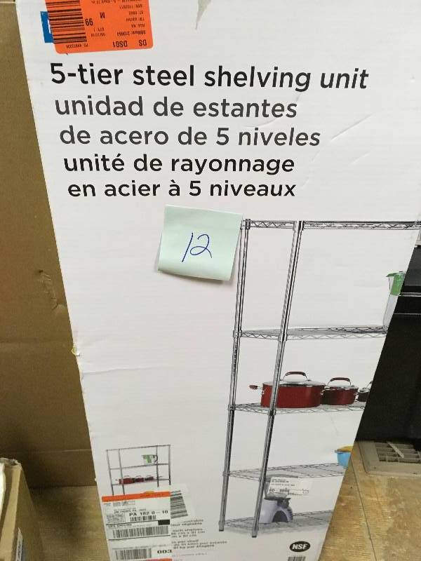 Honey-can-do 5-Shelf 72 in. H x 36 in. W x 14 in. D Steel Shelving Unit in Chrome