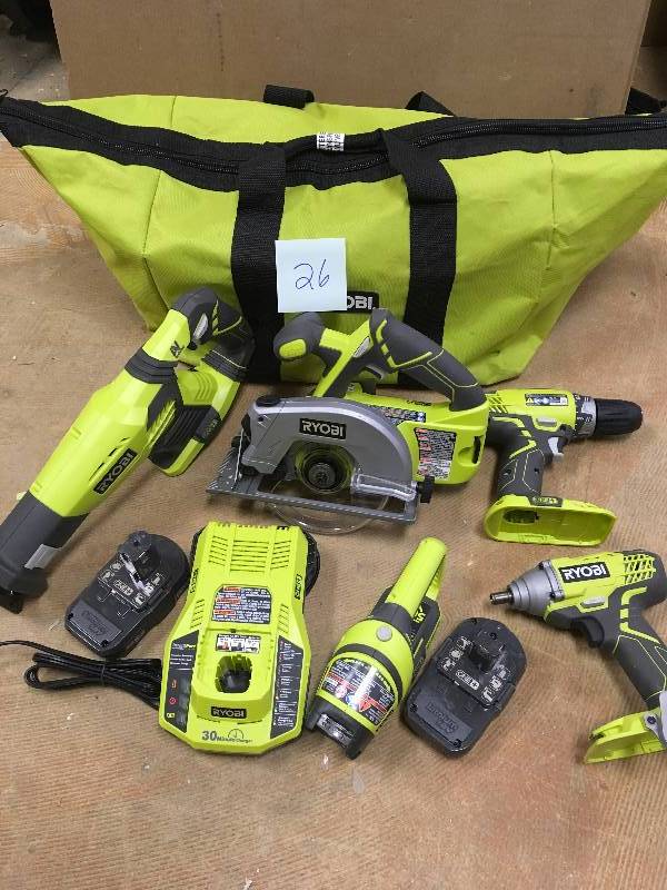 Ryobi 18-Volt ONE Lithium-Ion Cordless Super Combo Kit (4-Piece) Not used