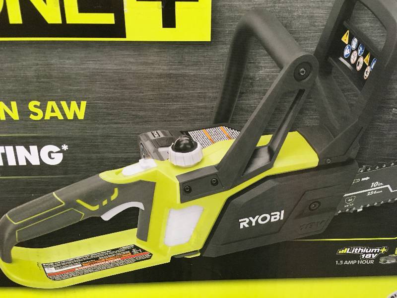 Ryobi ONE Lithium 10 in. 18-Volt Lithium-Ion Cordless Chainsaw - 1.5 Ah Battery and Charger Included