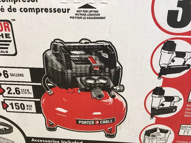 Porter Cable 6 Gal. 150 PSI Portable Electric Air Compressor, 16-Gauge Nailer, 18-Gauge Nailer and 38 in. Stapler Combo Kit (3-Tool