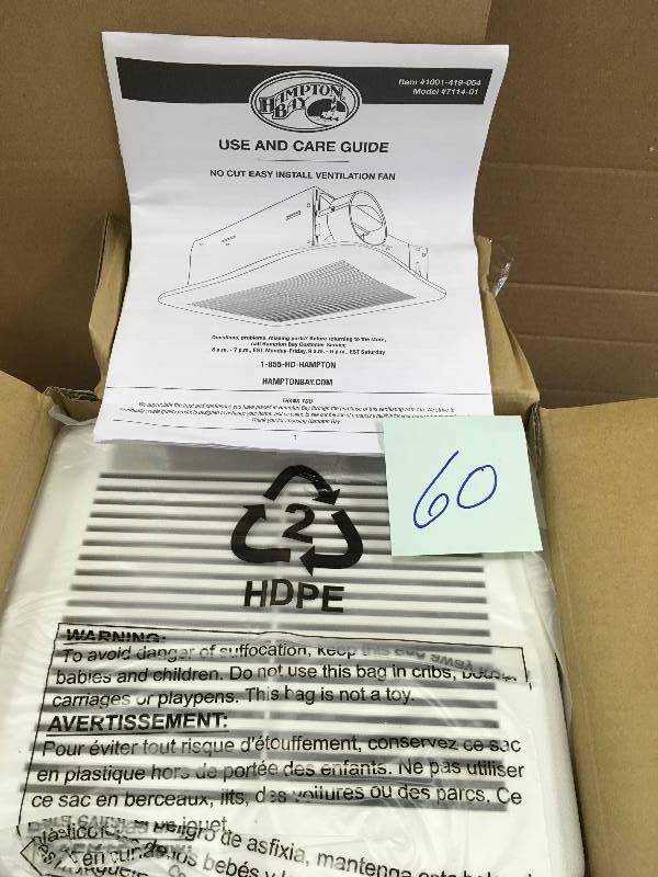 Hampton Bay 50 CFM Ceiling Bathroom Exhaust Fan