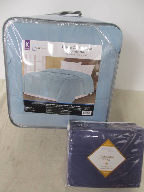 lot 59 image: BRAND NEW King Size Comforter & Queen Sheet Set