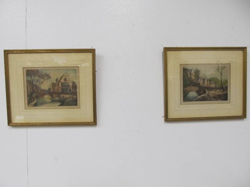 lot 72 image: Pair of Antique Hand Signed & Colored Framed Engravings