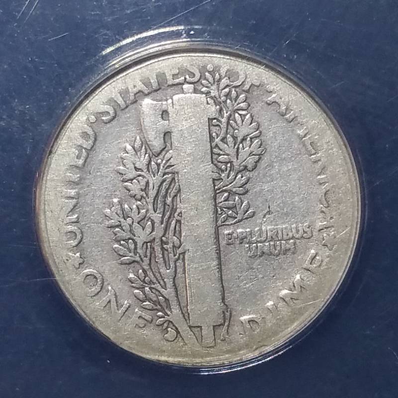 lot 1 image: 1916 D Mercury Silver Dime - ANACS AG3