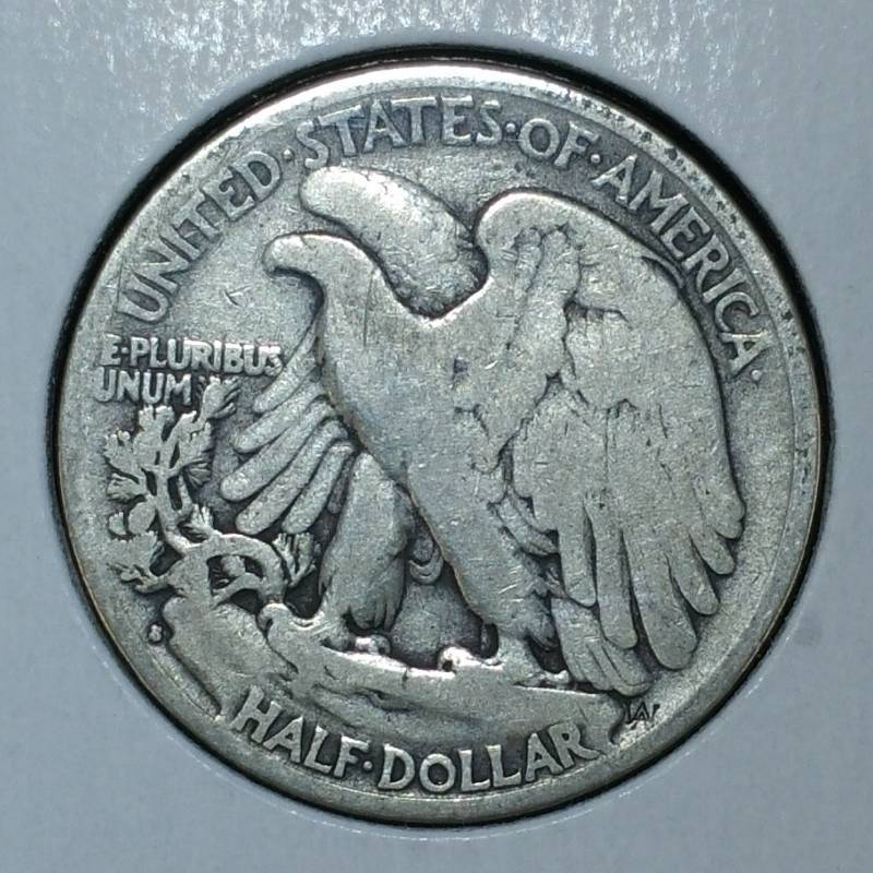 lot 19 image: 1929 S Walking Liberty Silver Half Dollar