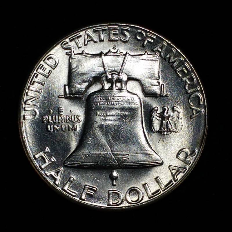 lot 38 image: 1954 S Franklin Silver Half Dollar - BUHighest Grade