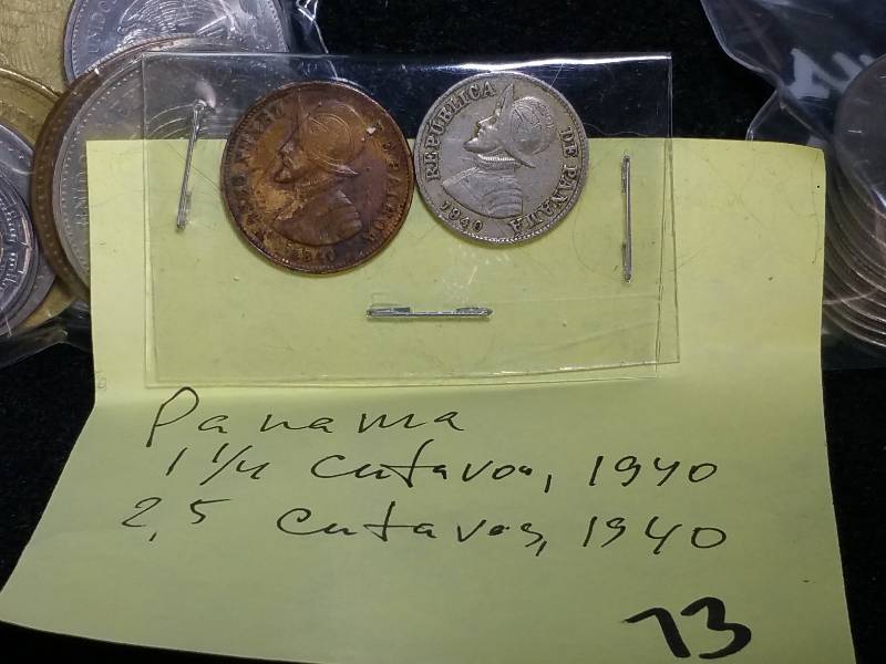 lot 73 image: Group of Foreign Coins, Panama 1940s, etc.