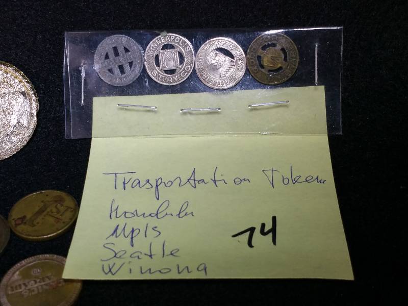 lot 74 image: Early Transportation Tokens, Tokens, Wooden Nickel, etc.