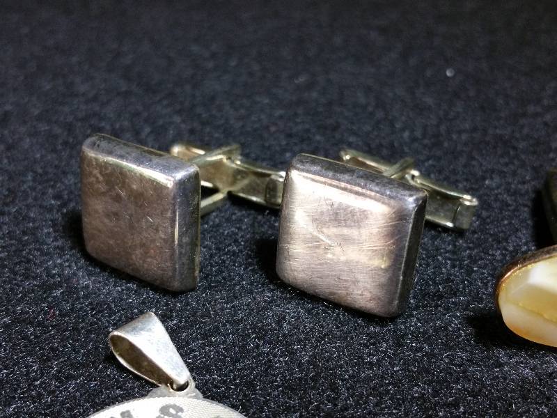 lot 76 image: Group of Sterling Silver, Cufflinks, Earrings, etc.