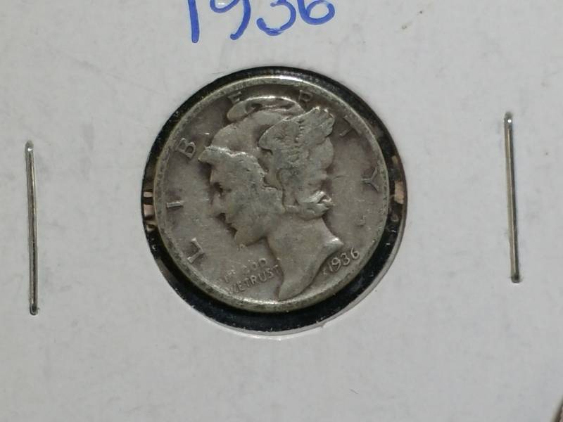 lot 86 image: (5) Mercury Silver Dimes