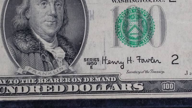 lot 100 image: 1950 E $100 New York Note