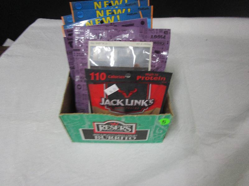 lot 5 image: 4 4.4 oz Breakfast Links Breakfast Sausags, 4- Black Cherry Barbecue, one Original Beef Jerkey